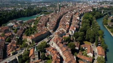 The historic buildings in the city center of Bern Switzerland - aerial view - travel photography