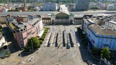 Basel SBB Merkez Tren İstasyonu Basel İsviçre şehir merkezinde - seyahat fotoğrafçılığı