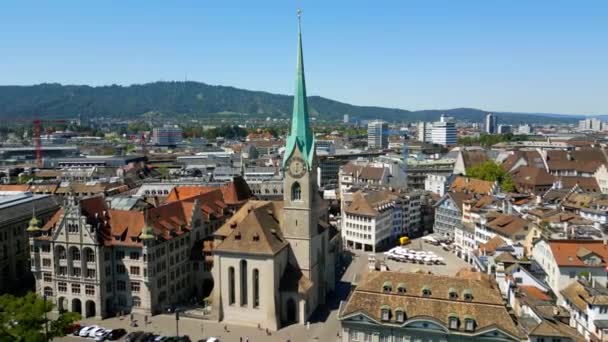 City Zurich Switzerland Aerial View Travel Photography — Stockvideo