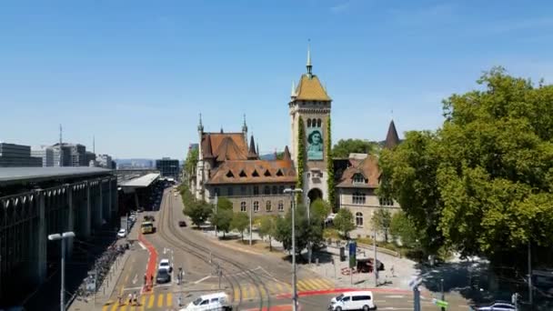 Swiss National Museum City Center Zurich Aerial View Travel Photography — Stockvideo