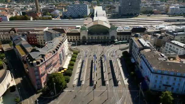 City Basel Switzerland Aerial View Travel Photography — Vídeo de Stock