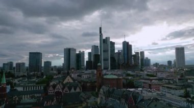 Panoramic view over the City of Frankfurt Germany from above - CITY OF FRANKFURT, GERMANY - JULY 10, 2022