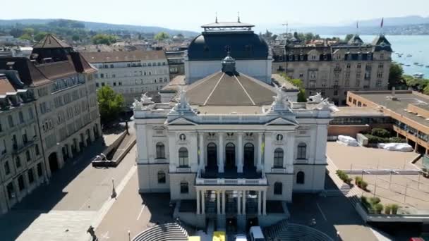 Opera House City Zurich Switzerland Aerial View Travel Photography — Stockvideo