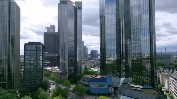 Financial District Frankfurt Germany Aerial View City Frankfurt Germany July — Stockvideo
