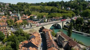 Amazing city of Bern with River Aare in Switzerland - aerial view - travel photography