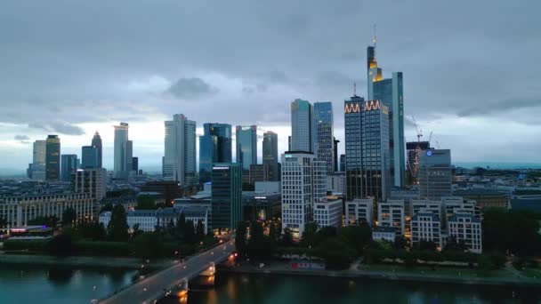 Financial District Frankfurt Germany Aerial View City Frankfurt Germany July — Video Stock