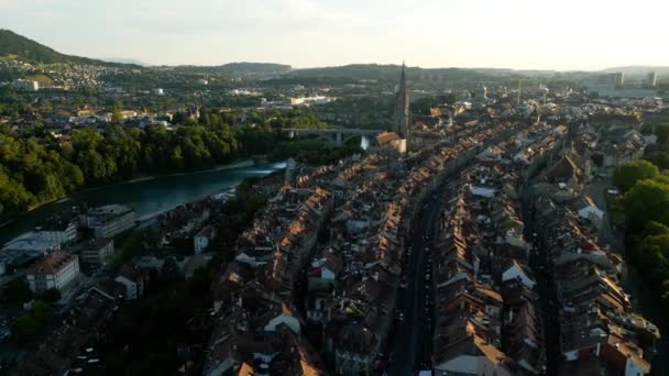 Flight Bern Switzerland Capital City Evening View Travel Photography — Stok video