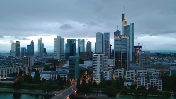 Financial District Frankfurt Germany Aerial View Travel Photography — Stock video