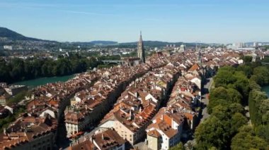 Flight over the historic city of Bern in Switzerland - travel photography