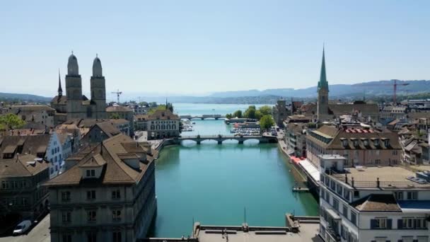 City Zurich Switzerland Aerial View Travel Photography — Stockvideo