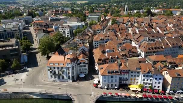 Місто Золотурн Швейцарії Фотографій Які Видно Повітря — стокове відео