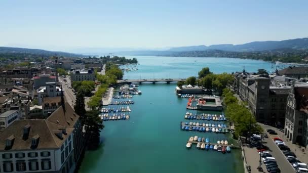 City Zurich Switzerland Aerial View Travel Photography — ストック動画