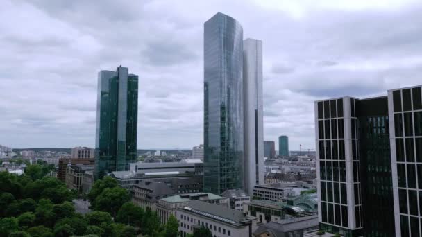 Financial District Frankfurt Germany Aerial View City Frankfurt Germany July — Wideo stockowe