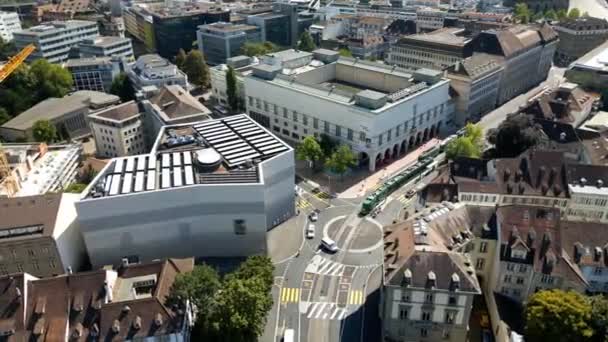 Fine Arts Museum Basel Switzerland Aerial View Travel Photography — Stock video