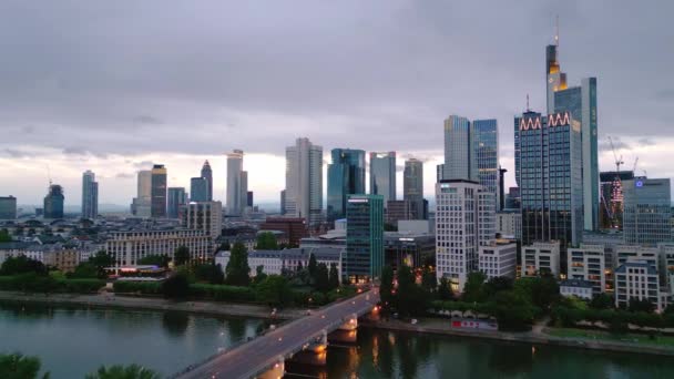 Skyscrapers Frankfurt Financial District Travel Photography — Stockvideo