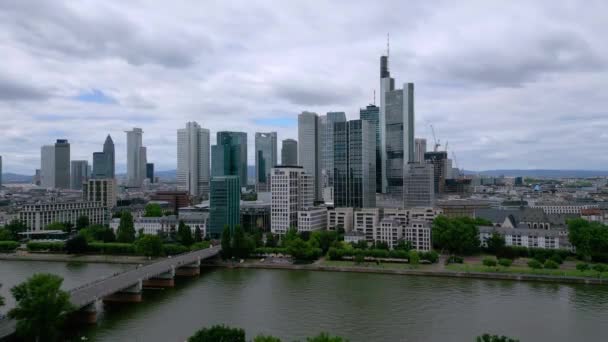 Financial District Frankfurt Germany Aerial View City Frankfurt Germany July — Vídeo de Stock