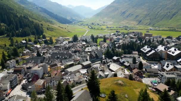 Flight Village Andermatt Switzerland Aerial View Travel Photography — Video Stock