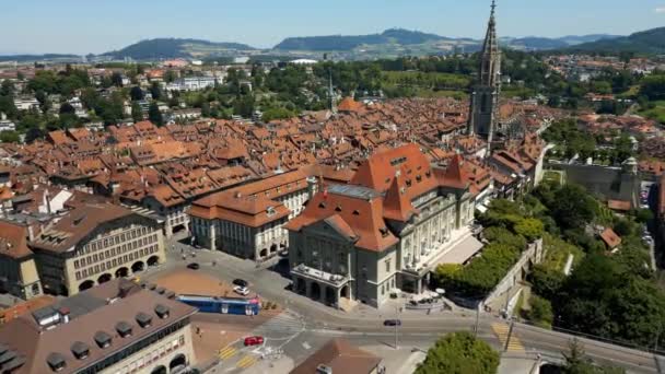 Historic Buildings City Center Bern Switzerland Aerial View Travel Photography — Wideo stockowe