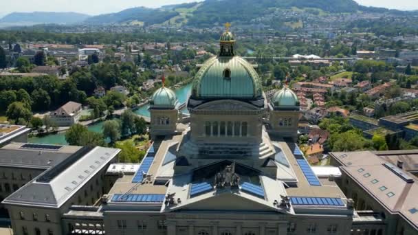 Parliament Building Bern Switzerland Called Bundeshaus Capital City Aerial View — 비디오