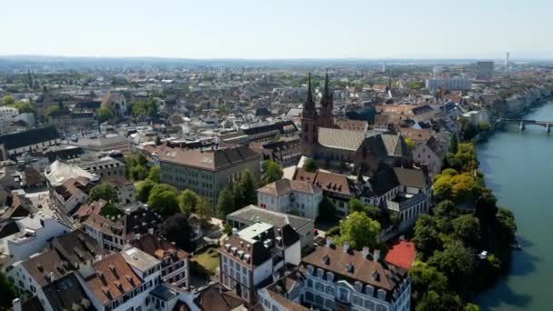 City Basel Switzerland Basel Minster Cathedral Travel Photography — Vídeo de Stock