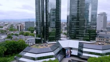 Financial district in Frankfurt Germany - the Deutsche Bank headquarter - CITY OF FRANKFURT, GERMANY - JULY 10, 2022