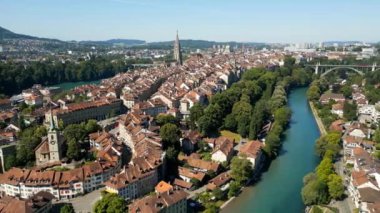Flight over the historic city of Bern in Switzerland - travel photography