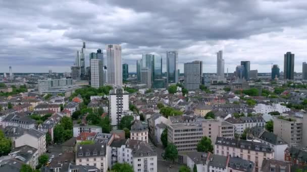 Financial District Frankfurt Germany Aerial View City Frankfurt Germany July — Wideo stockowe