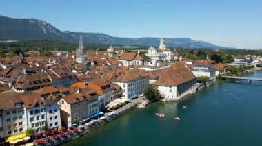 Yukarıdan bakıldığında Solothurn şehri seyahat fotoğrafçılığı