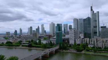 Panoramic view over the City of Frankfurt Germany from above - CITY OF FRANKFURT, GERMANY - JULY 10, 2022