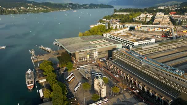 City Lucerne Switzerland Aerial View Travel Photography — 图库视频影像