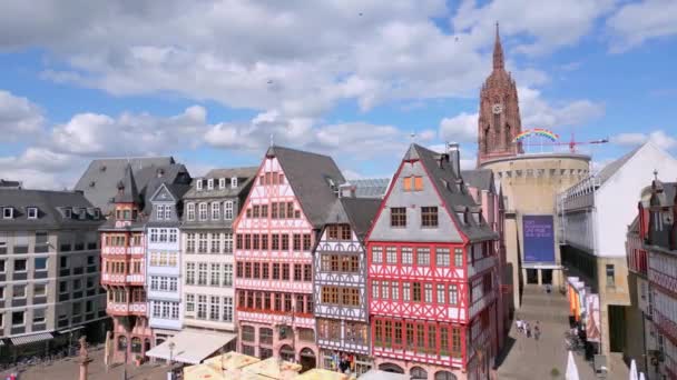 Frankfurt Tarihi Şehir Merkezi Yukarıdan Roemer Belediyesi Frankfurt Almanya Temmuz — Stok video