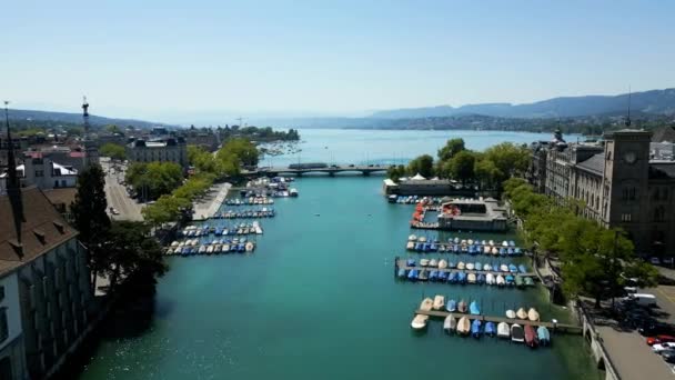 City Zurich Switzerland Aerial View Travel Photography — 图库视频影像