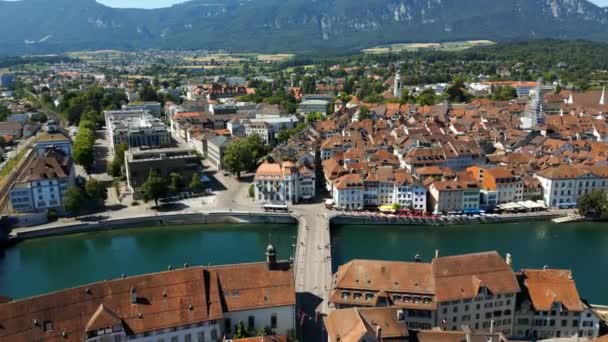 City Solothurn Switzerland Aerial View Travel Photography — Stockvideo