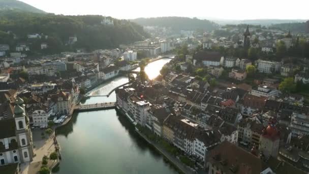 City Lucerne Switzerland Aerial View Travel Photography — Video Stock