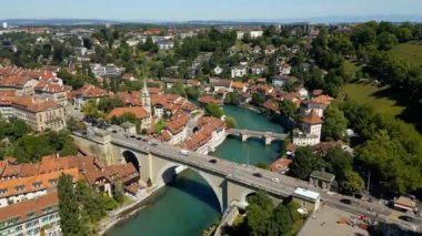 Amazing city of Bern with River Aare in Switzerland - aerial view - travel photography