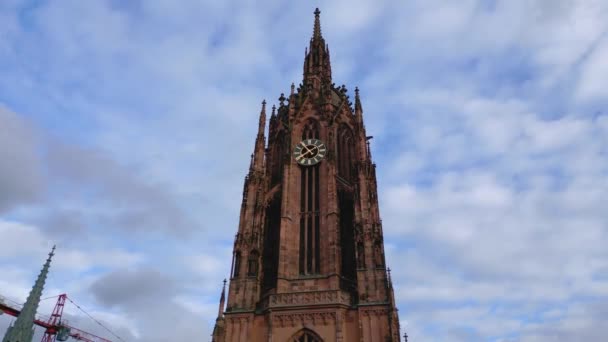 Kathedraal Van Frankfurt Het Historische Centrum Van Stad Luchtfoto — Stockvideo
