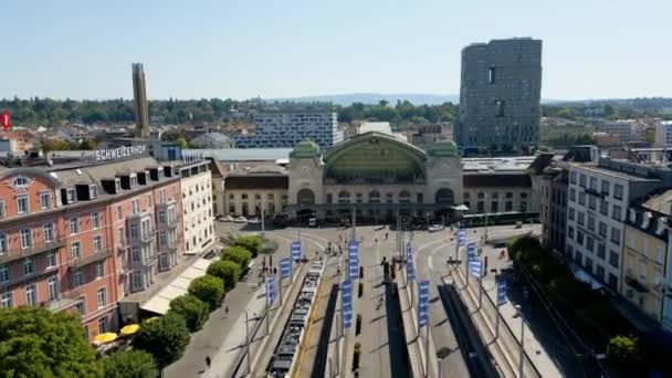Central Station Basel Sbb Switzerland Aerial View Travel Photography — Vídeo de stock
