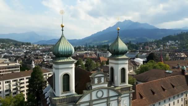 Jesuit Church Francis City Lucerne Switzerland Travel Photography — Video Stock