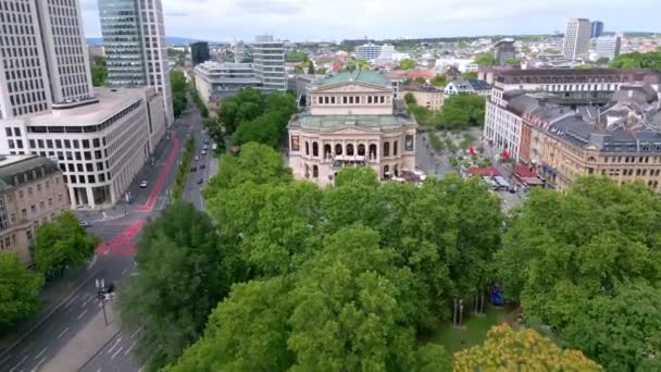 Old Opera Building Frankfurt Called Alte Oper Aerial View Travel — Stockvideo