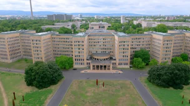 Famous Goethe University Frankfurt Aerial View Travel Photography — Stock video