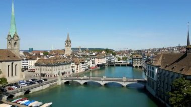 Panoramic wide angle view over the city center of Zurich Switzerland - travel photography