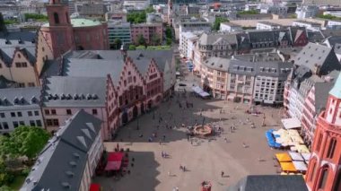 Square at the historic city center of Frankfurt from above - travel photography