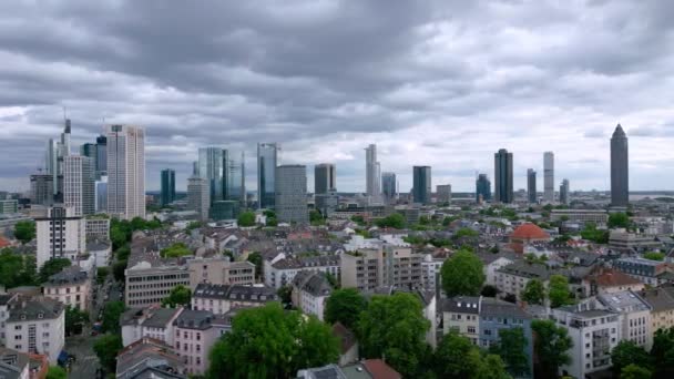 Financial District Frankfurt Germany Aerial View City Frankfurt Germany July — стоковое видео