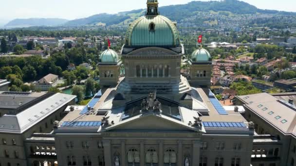 Parliament Building Bern Switzerland Called Bundeshaus Capital City Aerial View — Wideo stockowe