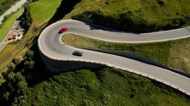 Furka Pass Mountain Road in Switzerland from above - travel photography