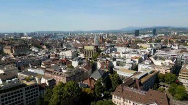 Panoramic view over the city of Basel in Switzerland from above - travel photography