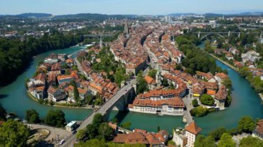 Flight over the historic city of Bern in Switzerland - travel photography