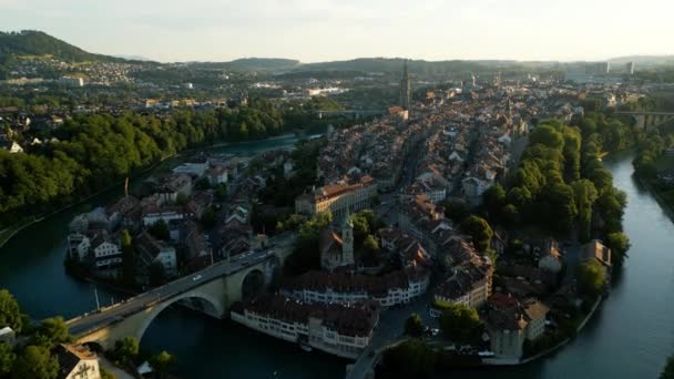 Historic District Bern Switzerland Capital City Evening View Travel Photography — Vídeo de stock