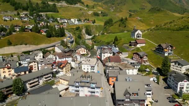 Village Andermatt Switzerland Aerial View Travel Photography — ストック動画