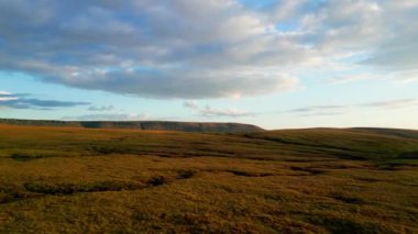 Sunset over Snake Pass in the Peak District National Park - drone photography